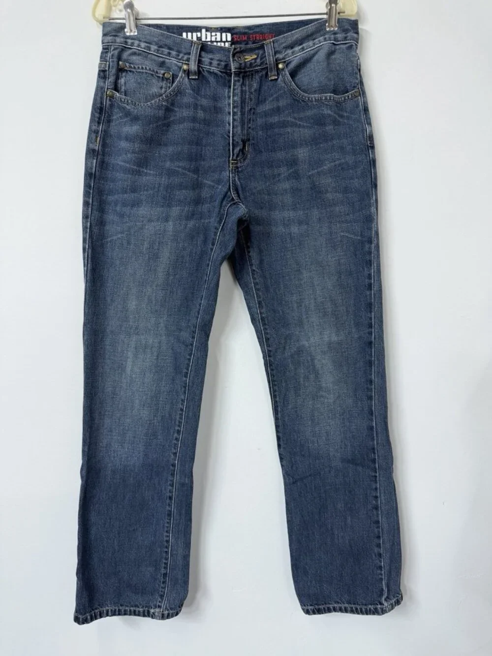Urban Pipeline Jeans Men 32x32 Blue Denim Slim Straight Leg Distressed